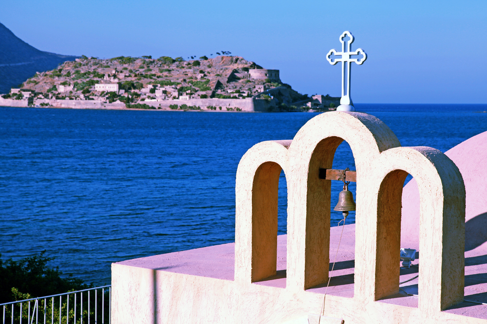 Vista Aérea Panorámica De La Isla De Spinalonga En Creta Grecia Foto de